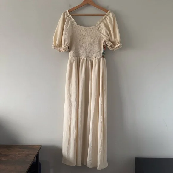 Peasant Cottage Romantic Ren Faire Medieval Puff Sleeve Maxi Dress Sz Small - Picture 2 of 16